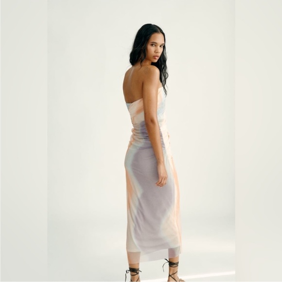 ZARA WOMAN NWT SS23 STRAPLESS PRINTED TULLE DRESS 7753/418 285/015 - Picture 4 of 9